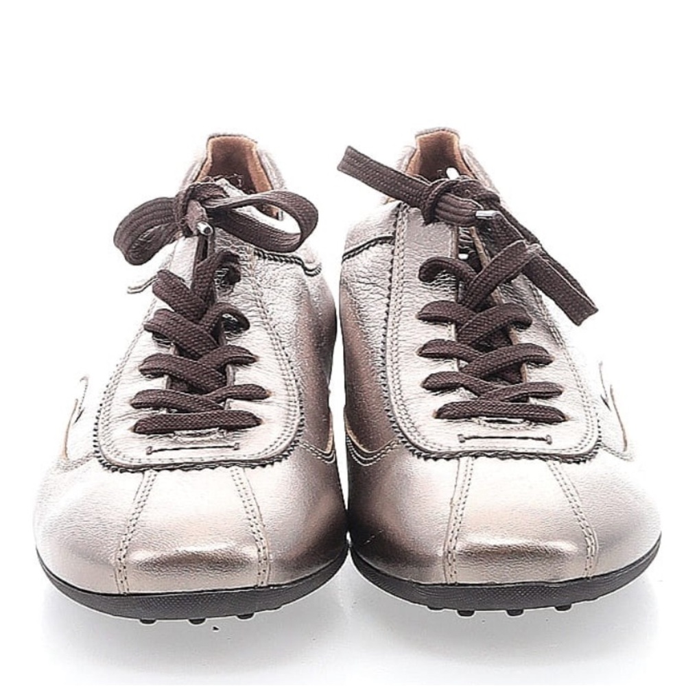 Paul Green Metallic Taupe Sneakers with Brown Laces